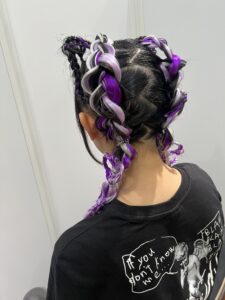 カラーエクステ編み込み
